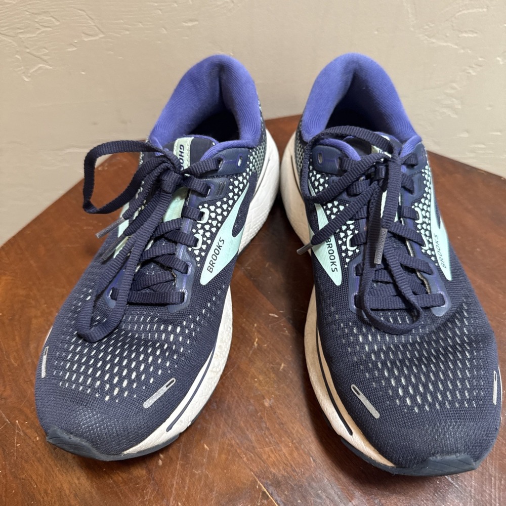 Brooks Ghost 14 Navy Blue Teal Running Shoes Sneakers Size US 8.5 EUR 40 B